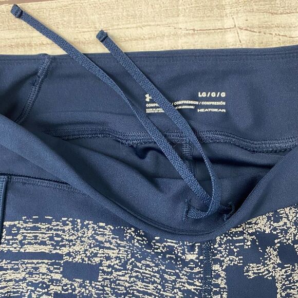 Under armour women L heatgear compression pull on capri leggings navy blue - Picture 5 of 11